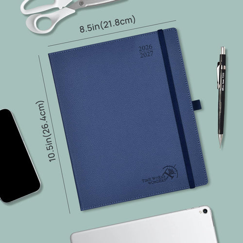 2026 Week-to-View Hardback Diary Large 26.5x21.5cm 100gsm Inner Pocket â Aquamarine