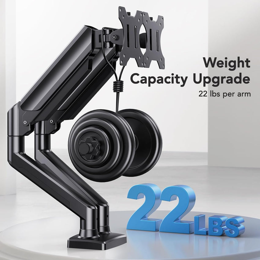 HUANUO Dual Monitor Arm 2x up to 32in VESA 75/100 Height-Adjustable Fits 32in