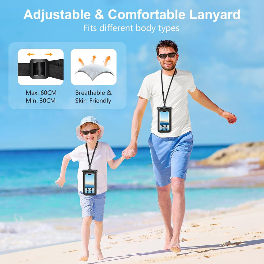 Gritin Waterproof Phone Pouch, 2 Pack IPX8 Waterproof Phone Case Bag for Swimming, Adjustable Lanyard Underwater Dry Bag for iPhone 16 15 14 13 12,Galaxy S24 S23 S22 and Other Smartphones up to 7"