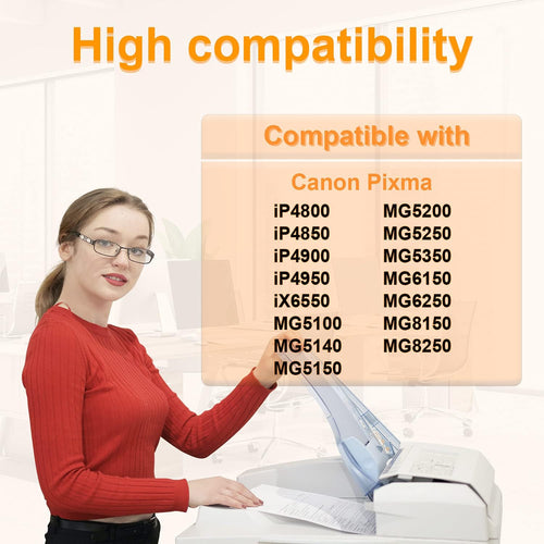 8 pack D&C Compatible Ink Cartridge Replacement for Canon PGI-525 CLI-526 for Canon Pixma MX885 MX895 MX715 MG6150 MG6250 MG5350 MG5150 iX6500 iX6550 MG5250 iP4850 iP4950 iP6500 MG8150 MG8250 (8-Pack)