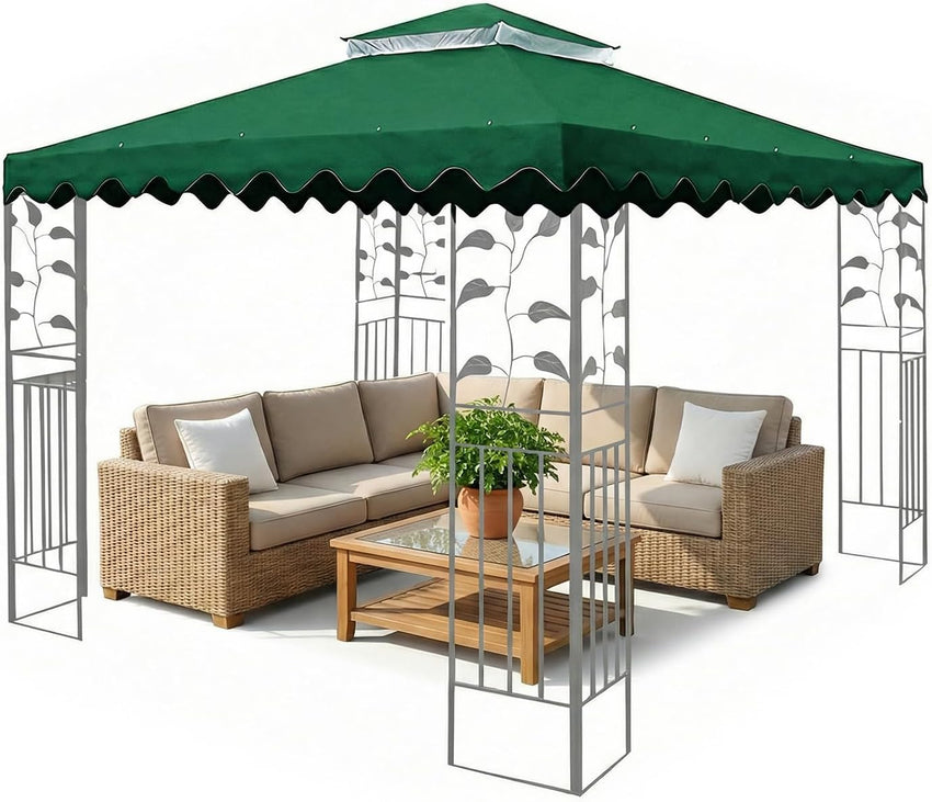 3x3m Gazebo Replacement Top 2-Tier Waterproof UV Resistant with Mosquito Net Top Only