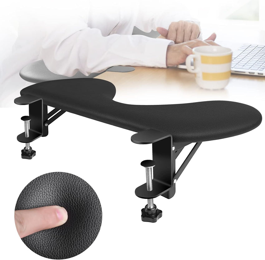 Giecy Desk Extender Tray,Foldable Arm Rest Elbow Wrist Rest Support Clamp on Desk,Computer Keyboard Tray Table Extension for Working,Studying and Gaming(Black)