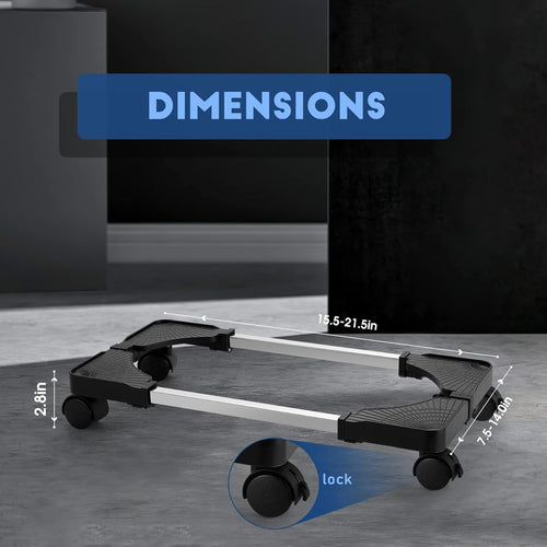 Hmseng Pc Stand, Adjustable computer tower stand, Cpu Stand with 4 Rolling Caster Wheels,Fits Most PC Under Desk-Black