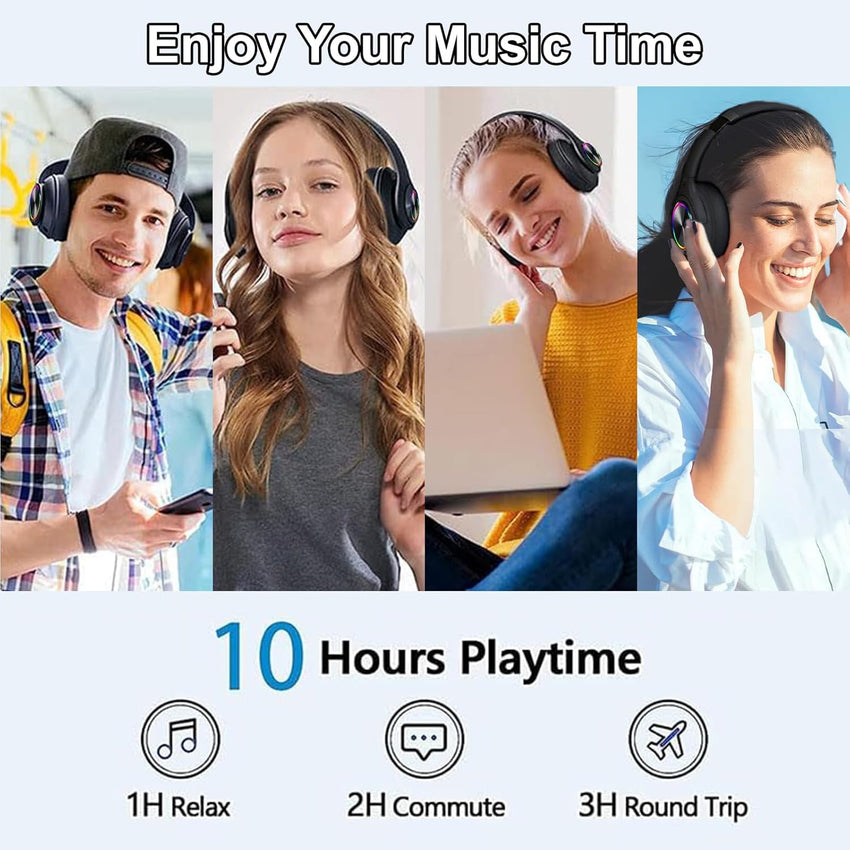 Bluetooth Headphones Over Ear,Wireless Headphones Over Ear, Foldable Wireless Lightweight Headset with Built-in HiFi Stereo Sound Noise Reduction Mic,FM, SD/TF for Online Class,Office, Phone, PC