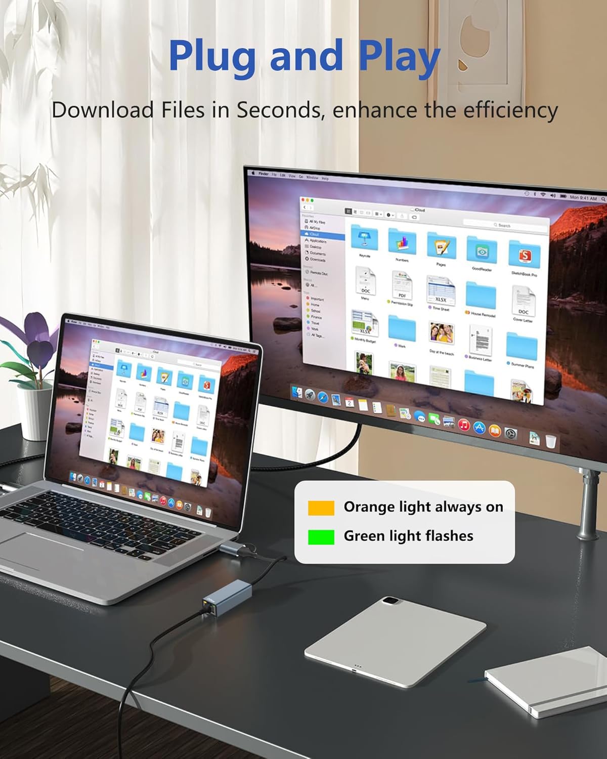 2.5G USB to Ethernet Adapter, 2-IN-1 USB-C to RJ45 LAN Wired Network 100/1000/2500Mbps Ethernet Adapter for PS4/5, Switch, Steam Deck, XPS, TV Box, iPad, MacBook, SmartPhone, Tablet, Laptop, etc