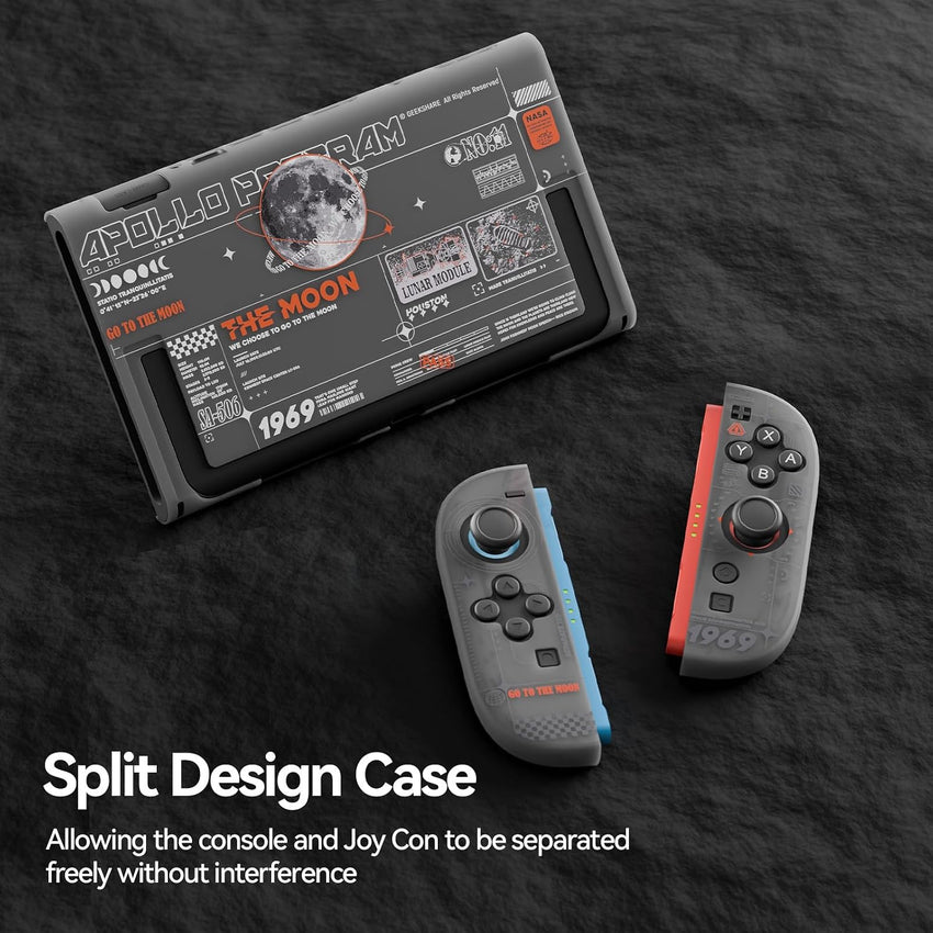 Hard Case for Switch 2 Anti-Scratch Transparent Protective Cover with Detachable Handle Moon