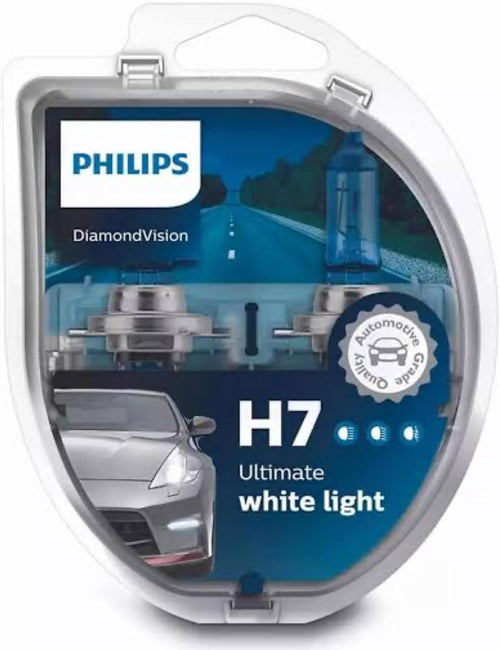 Philips Diamond Vision H7 Upgrade Car Headlight Bulbs 5000K (Twin)