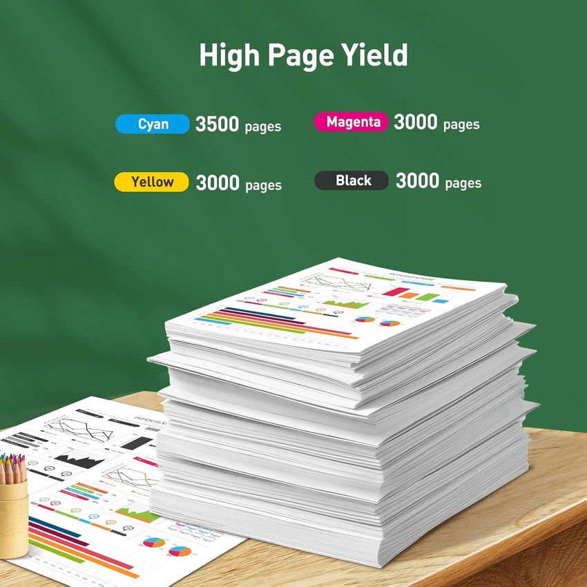 KINGJET 913A Ink Cartridges for HP 913A 913 Ink Multipack for PageWide Pro 377dw 377dn 477dw 477dn 352dn 452dn MFP 477dw 552dw 577dw Managed MFP P55250dw P57750dw (Black Cyan Magenta Yellow)
