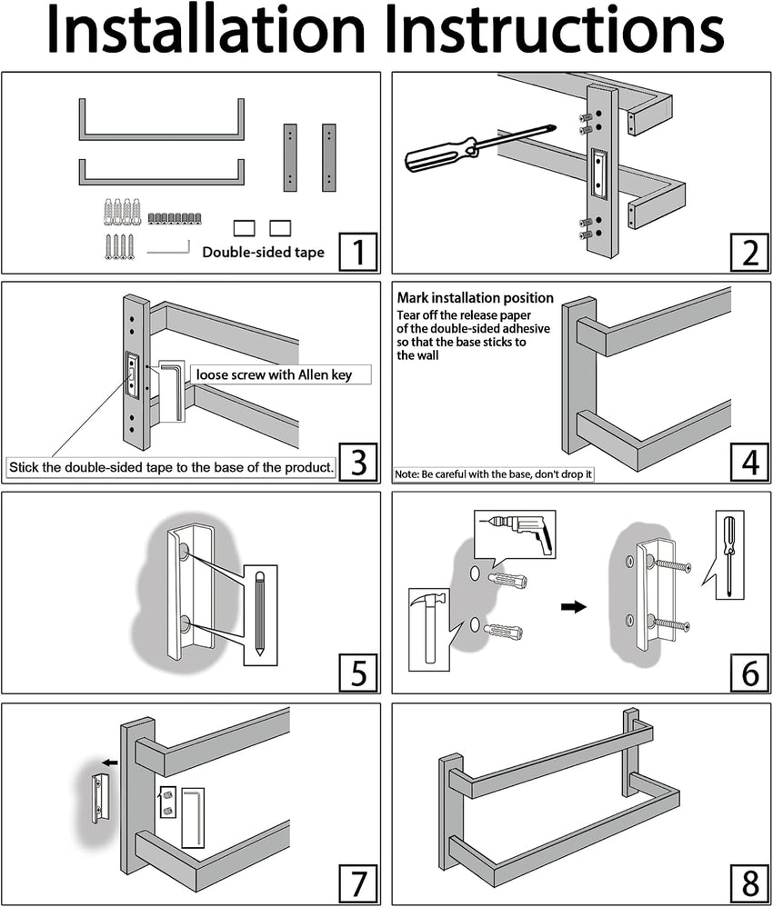 Wall-Mounted Double Towel Rail SUS304 Stainless Steel 2-Tier Brushed Ã¢ÂÂ 50 cm