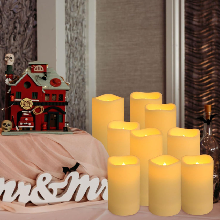 Set of 24 Flameless LED Candles Waterproof Outdoor with 4 Remotes & Timer 4"/5"/6" â White