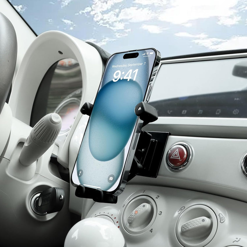 KUNGKIC For FIAT 500 2008-2023 Abarth 595 2012-2023 Car Phone Holder Adjustable Car Phone Holder Accessories Interior 360°Rotation Zinc Alloy ABS
