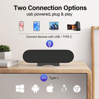 ZETIY USB Speaker for PC, Computer Speakers for Desktop, Monitor Speakers, Mini PC Soundbar, Small Desk Speaker with Clip-on Design for Laptop, Phone - Plug and Play(Black)