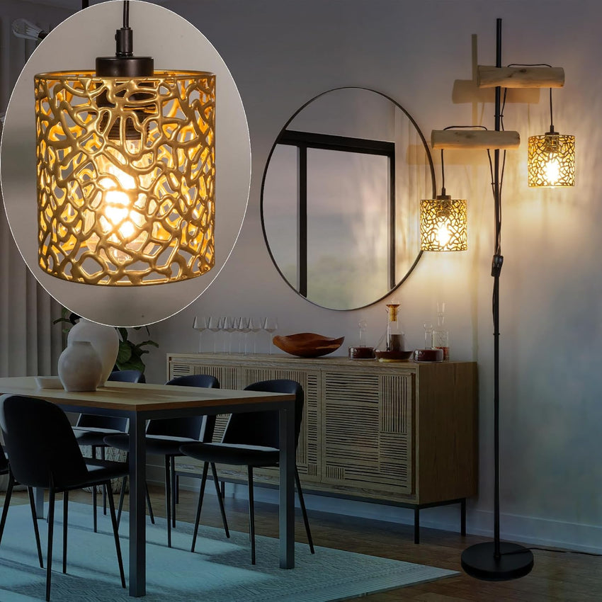 Decorative Metal Lamp Shade Industrial Geometric Pattern â Gold