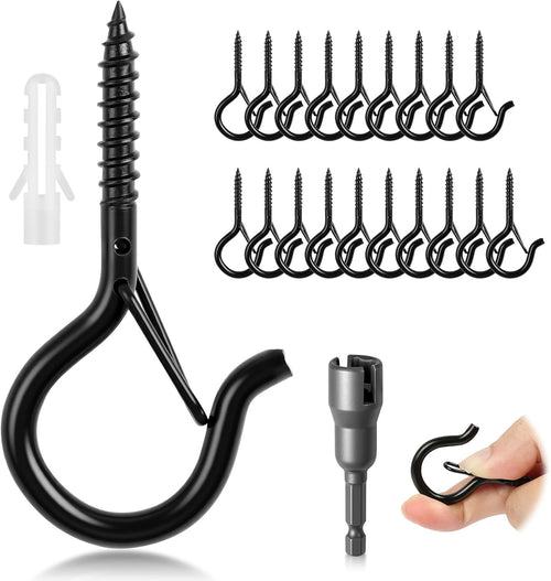 Screw Hooks M5 With Safety Buckle Wall Ceiling Hooks 20pc For Hanging Plants Lights â Zinc