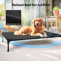 Veehoo Raised Dog Bed + Waterproof Removable Pillow-Top Mat, Dog Bed Sofa Couch, Elevated Dogs Beds with Breathable Mesh, No-Slip Feet, Dogs Sofa Beds for Indoor Outdoor, Large, Black