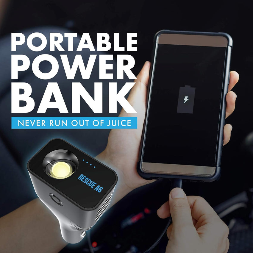 NP NIGHT PROVISION Rescue A6 Emergency 6-in1 Car Safety Device USB Car Charger Window Breaker Seat Belt Cutter 2200mAh Power Bank Powerful LED Flashlight with Red Emergency Beacon Ver 2.0 (1 Pack)