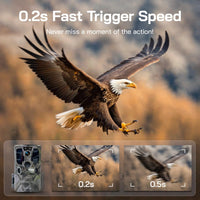 WOLFANG 4G LTE Cellular Wildlife Camera Solar Powered, 7800 mAh Battery, 2.5K Cellular Trail Camera with APP Control Built-in SIM No-Glow Night Vision 0.2s Trigger Motion Activated Waterproof