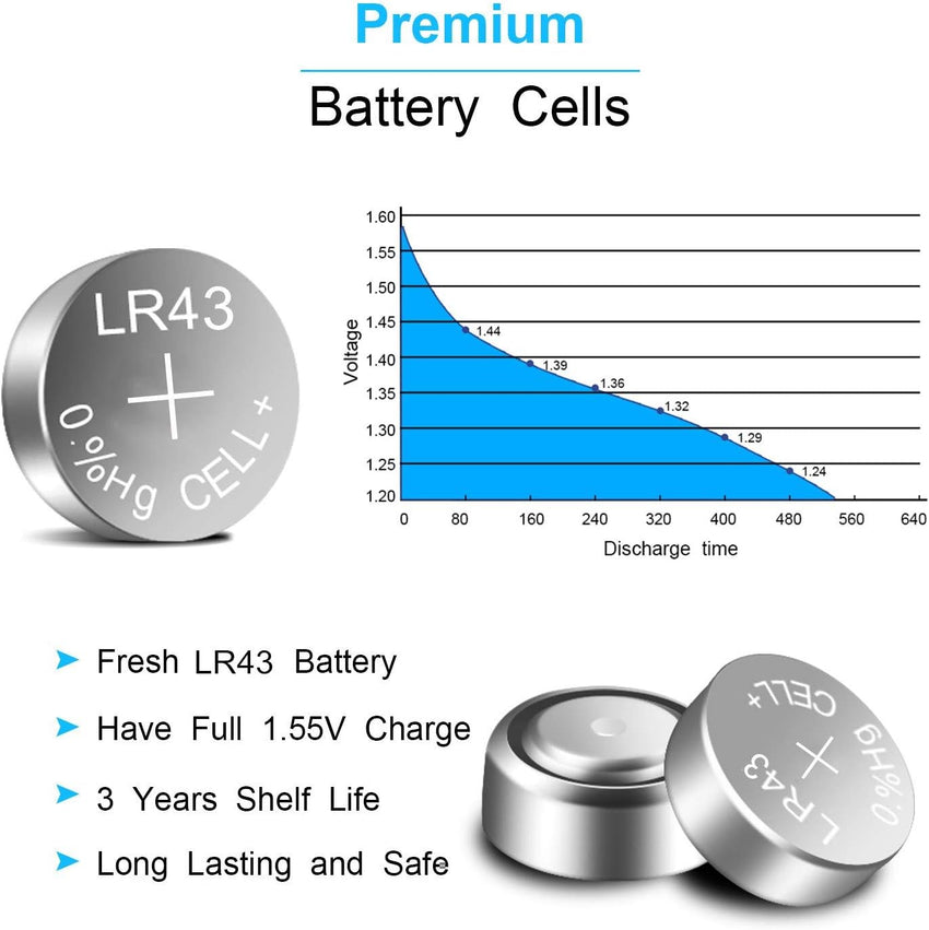 20 Pack AG12 386A LR43 L1142 RW84 LR186 V12GA 186 1.5V Button Cell Coin Alkaline Battery