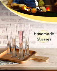 karadrova 2x145ml Champagne Flutes, Prosecco Glasses, Handmade, Clear Crystal Champagne Liqueur Glasses, Prosecco Flute for Wedding Anniversary