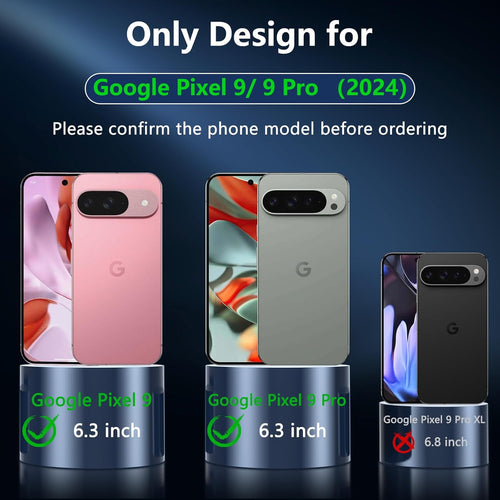 OWKEY Google Pixel 9 Case, Google Pixel 9 Pro Case for Magsafe with Tempered Glass Screen Protector,[Shockproof Military] Magnetic Translucent Slim Bumper Cover Phone Case Pixel 9/Pixel 9 Pro,Black