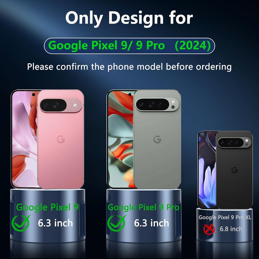OWKEY Google Pixel 9 Case, Google Pixel 9 Pro Case for Magsafe with Tempered Glass Screen Protector,[Shockproof Military] Magnetic Translucent Slim Bumper Cover Phone Case Pixel 9/Pixel 9 Pro,Black