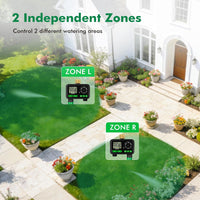 Sprinkler Timer 2-Zone Programmable Up to 11h59m Brass Inlet Rain Delay Manual/Auto Outdoor Hose