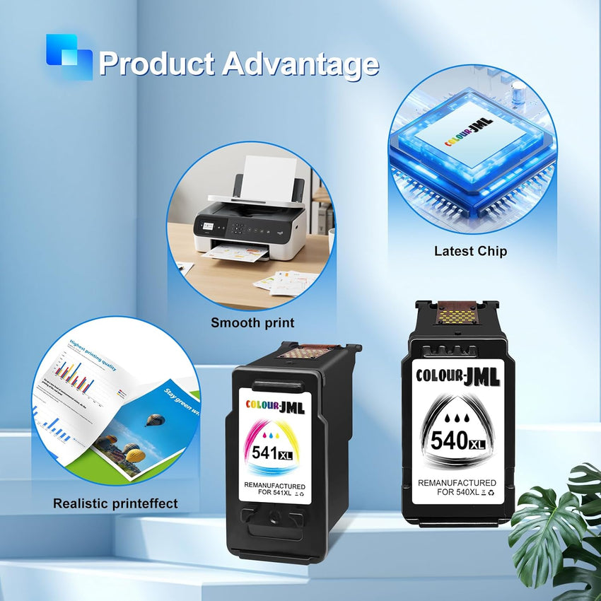 540XL 541XL Twin Pack Replacement for Canon 540 and 541 Ink Cartridges PG-540XL Black CL-541XL Colour Printer ink 540 541 XL, Compatible with Canon Pixma TS5150 TS5151 Ink Cartridges, MG3650S printer