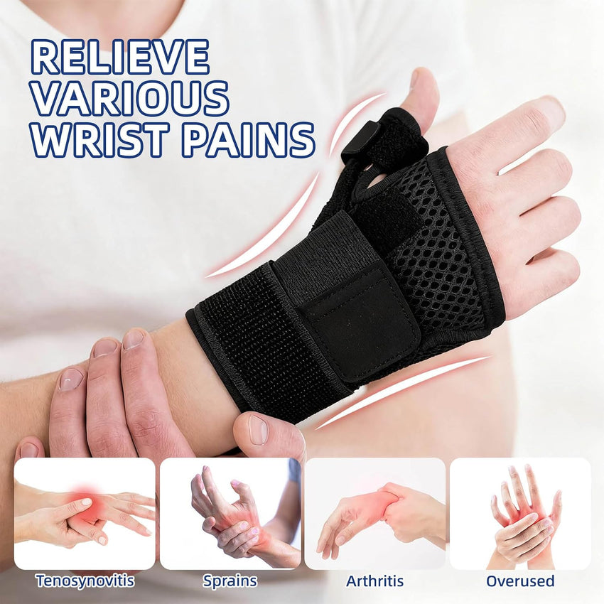 Thumb Splint Support Adjustable Immobiliser for Arthritis & Carpal Tunnel Black Universal
