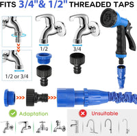 Expandable Garden Hose 30m (100ft) 8-Mode Spray Gun 3x Flexible Non-Kinking â 3/4in & 1/2in Connectors
