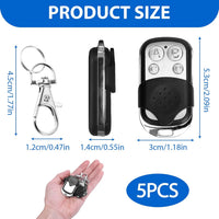 5Pcs 433.92 MHz Universal Garage Door Remote Control,Gate Opener Cloning Wireless Key Fob with 4 Buttons Duplicate Remote Control Key Fob for Garage Doors,Roller Shutters,Electric Gates,Car Alarms