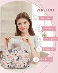 Large Toiletry Bag Travel Makeup Organizer â Beige Flamingo