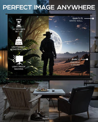 PropVue Projector Screen with Stand 100-120 inch - Indoor and Outdoor Projection Screen for Movie or Office Presentation - Adjustable from 16:9 to 4:3 HD Premium Wrinkle-Free Tripod Screen