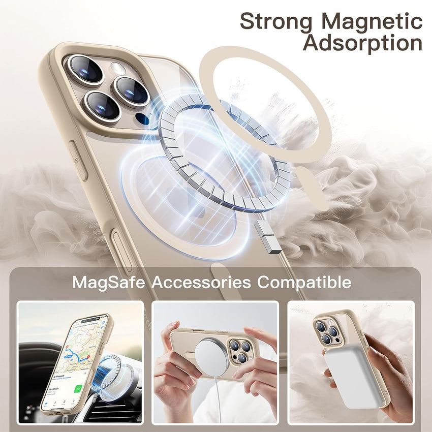 JETech Magnetic Case for iPhone 16 Pro Max, Desert Titanium