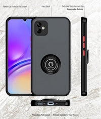 LYZXMY Case for Samsung Galaxy A05 blue with Ring Stand Case + 2 x Tempeblue Glass Screen Protector,PC +TPU Shockproof Anti-Scratch Phone Case Cover