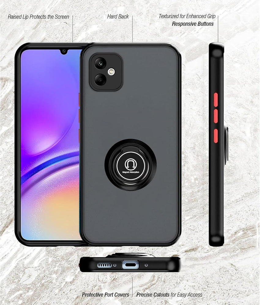 LYZXMY Case for Samsung Galaxy A05 blue with Ring Stand Case + 2 x Tempeblue Glass Screen Protector,PC +TPU Shockproof Anti-Scratch Phone Case Cover