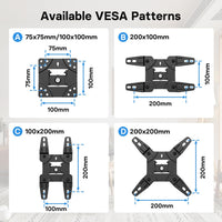 BONTEC TV Wall Bracket for 13-42 Inch LED LCD OLED Flat & Curved TVs up to 20KG, Full Motion Articulating Mount with Tilt, Swivel, Extension, Max VESA 200x200mm, TV Wall Mount for Home and Office Use