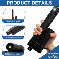12V Linear Actuator 3000N IP65 5mm/s Heavy Duty Ã¢ÂÂ 700mm (28in)