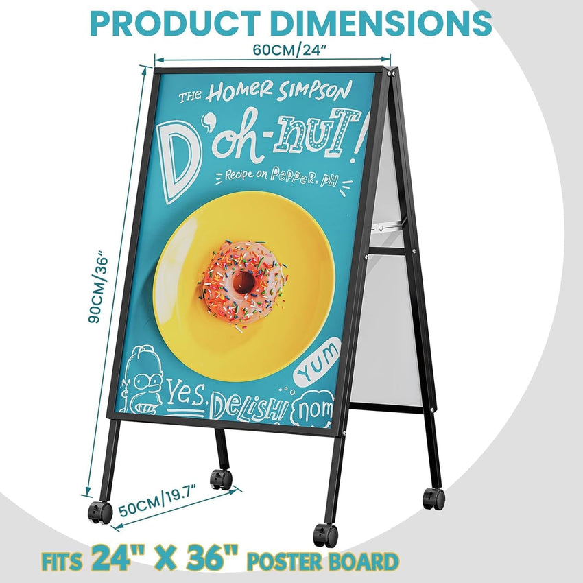 A-Board Pavement Sign Frame 3 Pack Double-Sided Foldable with Wheels Slide-In â A1