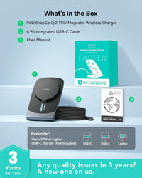 INIU Magnetic Wireless Charger Stand Qi2 15W MagSafe-Compatible Cooling Fan