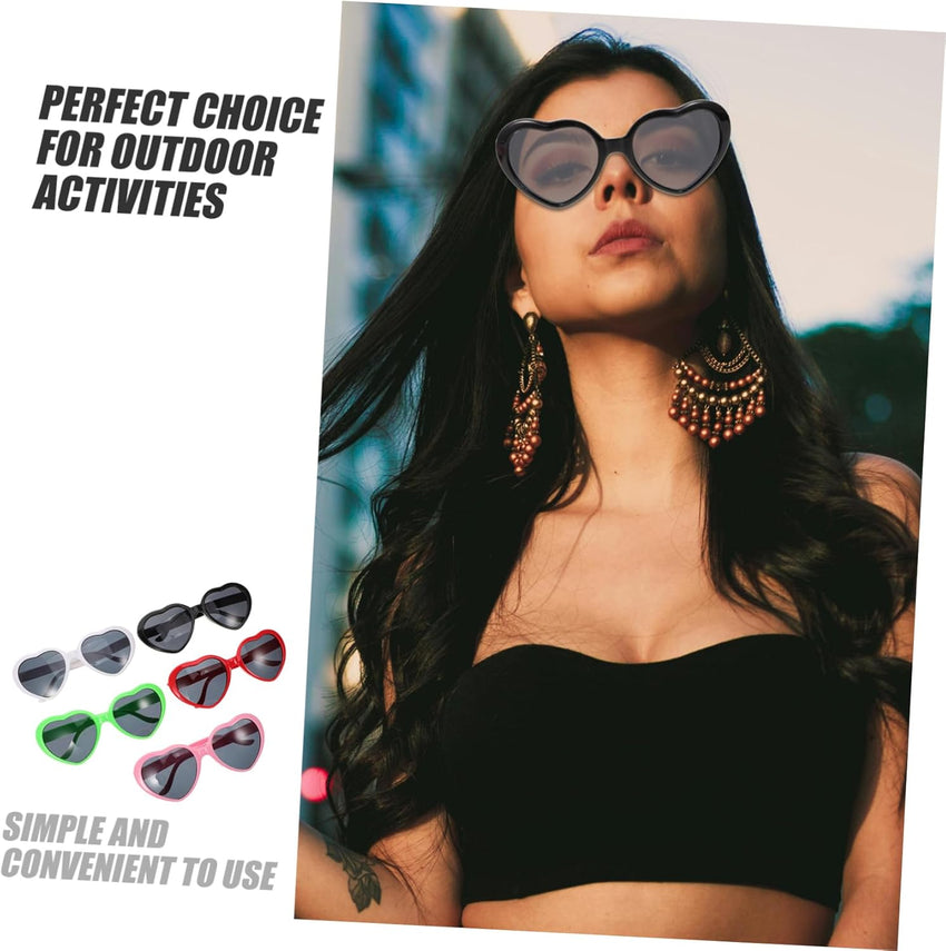 10 Neon Heart Sunglasses Fun Cute Bulk Random Colour