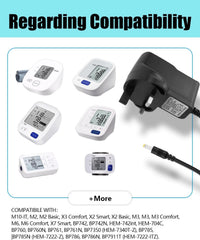 6V Charger for Omron Blood Pressure Monitor M2 M3 M4 M6 M7 X3 Comfort X2 Basic X2 Smart X7 Smart, 6V UK Charger Power Adapter for Omron Upper Arm Blood Pressure Monitors M500 M400 M10-IT
