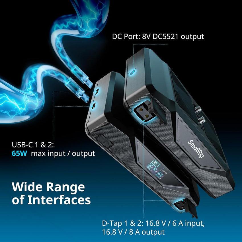 SMALLRIG Base Battery CB75 73.8Wh 65W USB-C Power Bank Dual D-Tap 5-Port 73.8Wh