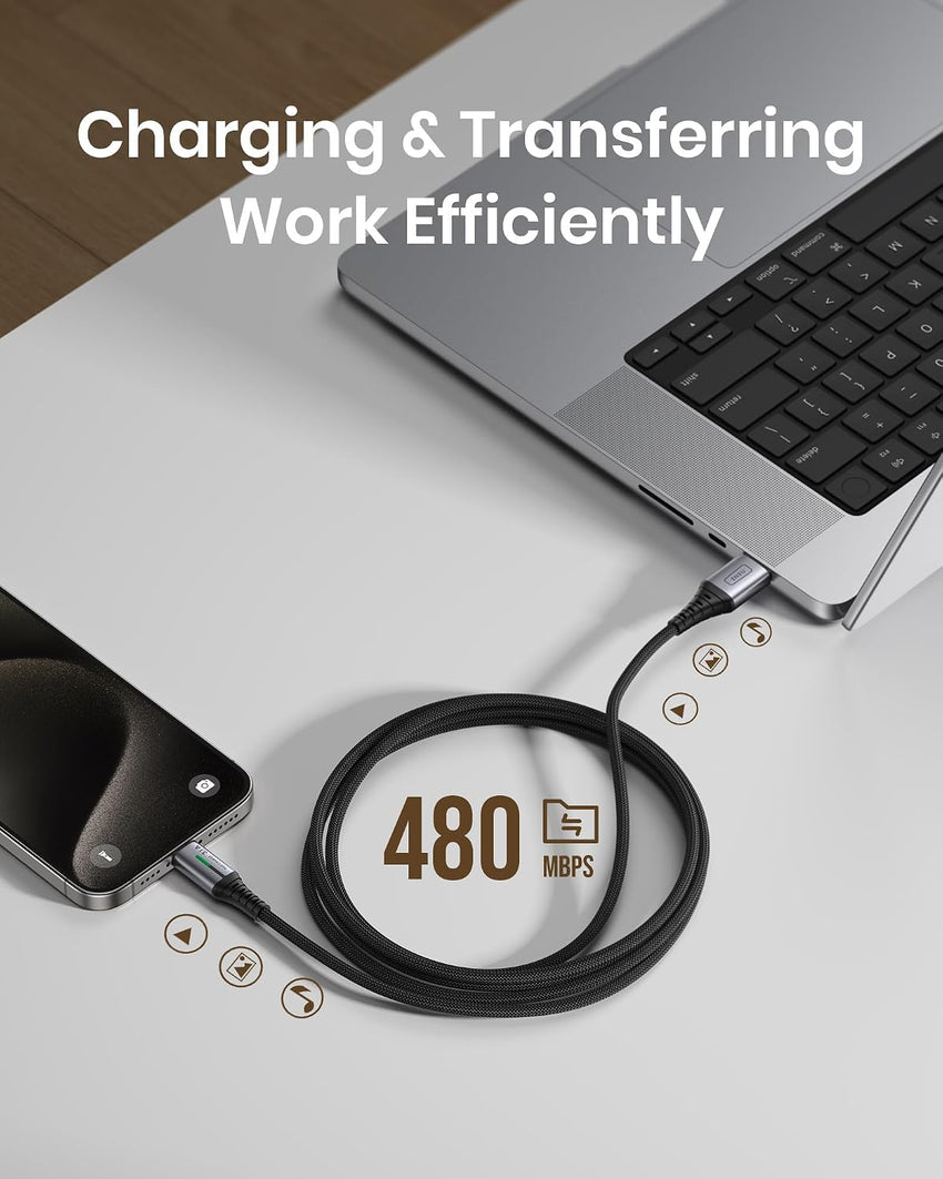 INIU USB C Charger Cable, 2m Type C Cable Fast Charging, Braided USB A to USB-C Phone Charger Cable USBC for iPhone 17 16 15 Pro Max, Samsung Galaxy S25 S24 Ultra, Pixel 10, iPad Air Switch Steam etc.