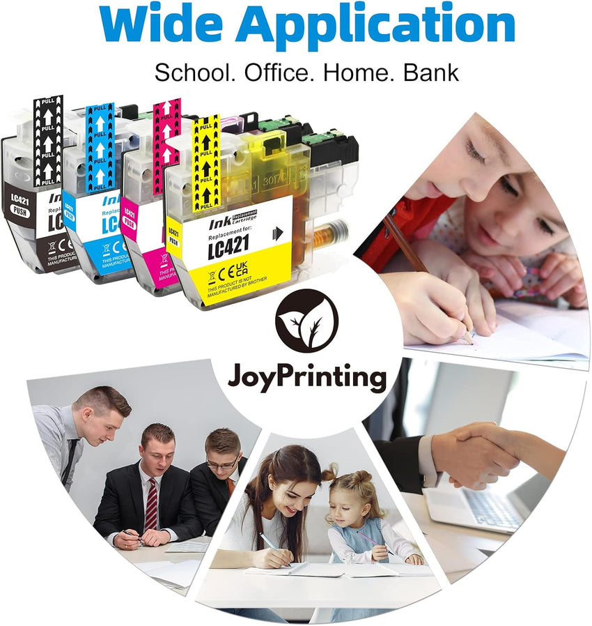 JoyPrinting LC-421 Ink Cartridges for Brother LC421 LC-421 Ink Cartridges Multipack for Brother DCP-J1050DW MFC-J1010DW DCP-J1140DW (1 Black,1 Cyan,1 Magenta,1 Yellow, 4-Pack)