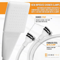 Kobe Professional Double Tap Shower Attachment for Bath/Extra Long Shower Head and Hose Set for Bath Taps - Secure Fit Clamp Included - Perfect Portable Shower/Portable Dog Shower - 1.5m Hose