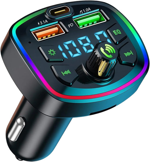 Bluetooth Car Adapter FM Wireless Bluetooth Transmitter Car MP3 Player USB Radio Hands-Free Calling Dual USB Fast Charger 5V/3.1A and 1A SD with Built-in MIC Support Card USB Disk Accessories