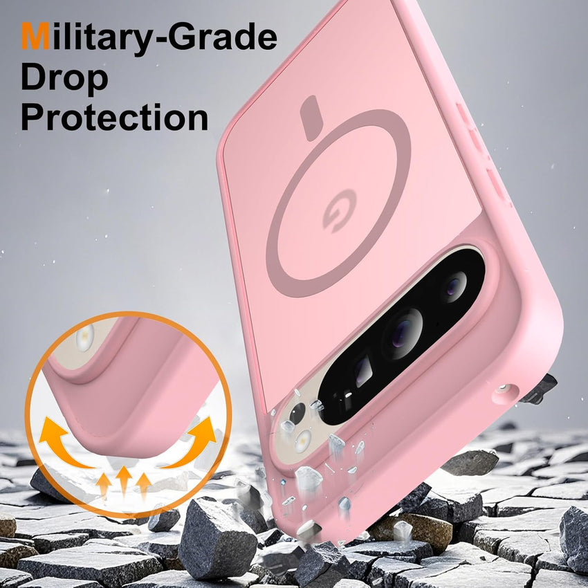 for Google Pixel 9 Pro XL Case, Compatible with MagSafe, Military-Grade Protection, Slim Translucent Matte Skin Feeling Back Cover, Anti-Scratch Shockproof Phone Case for Pixel 9 Pro XL (Pink)