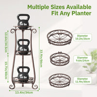 3-Tier Metal Plant Stand Tall Stable Flower Rack for Large Pots Bronze