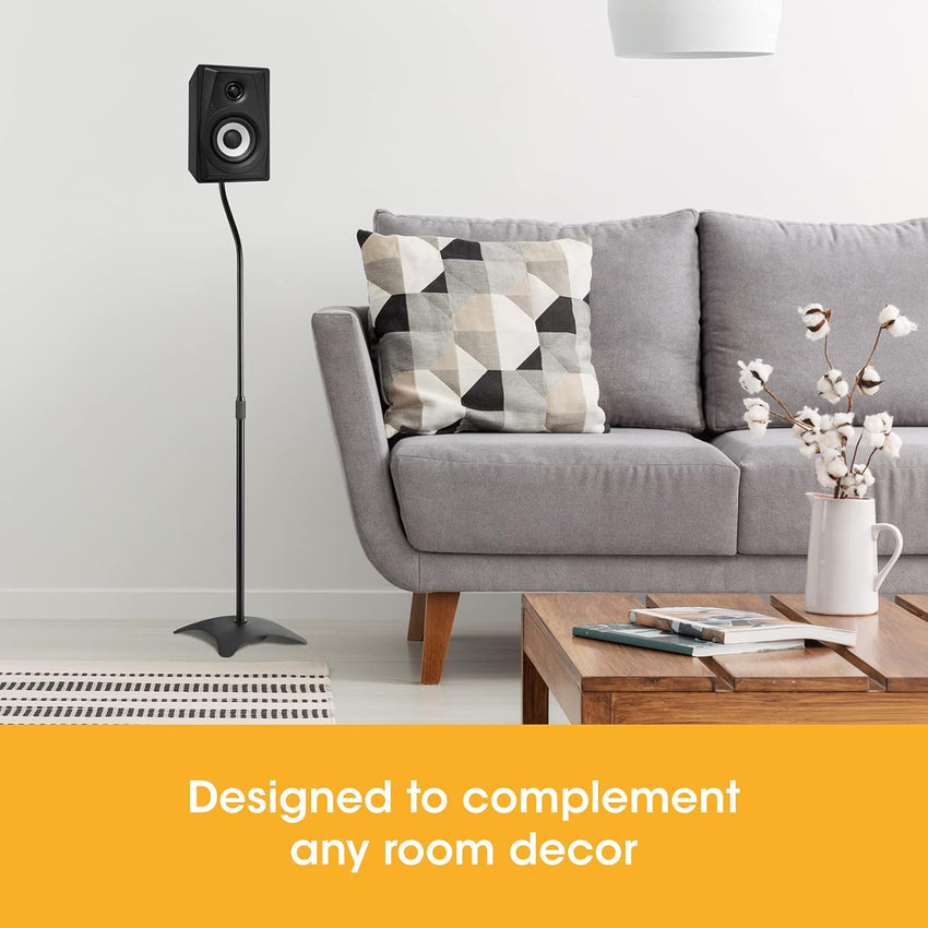 Speaker Stands, Speaker Stand Floor Pair, Universal Surround Sound Speaker Stands, Adjustable, Built in Cable Management, Suitable for Panasonic, Polk, Bose, JBL, Sony and Many Others, Black