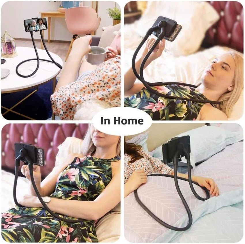 Orco Universal Smart Mobile Phone Stand Hang on Neck Cell Phone Mount Holder Flexible Lazy Bracket DIY Free Rotating for iPhone Samsung (Black)
